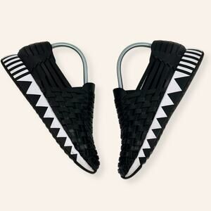 Tory Burch Jupiter Woven Leather Slip-On Sneakers Black Sz 8